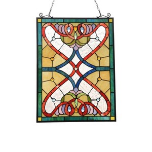 Chloe Lighting Anna Tiffany-Style Victorian Design Window Panel 18" X 25" - 1 of 3