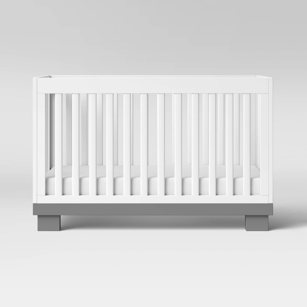 Babyletto Modo 3-in-1 Convertible Crib with Toddler Rail - White/Gray -  16634930