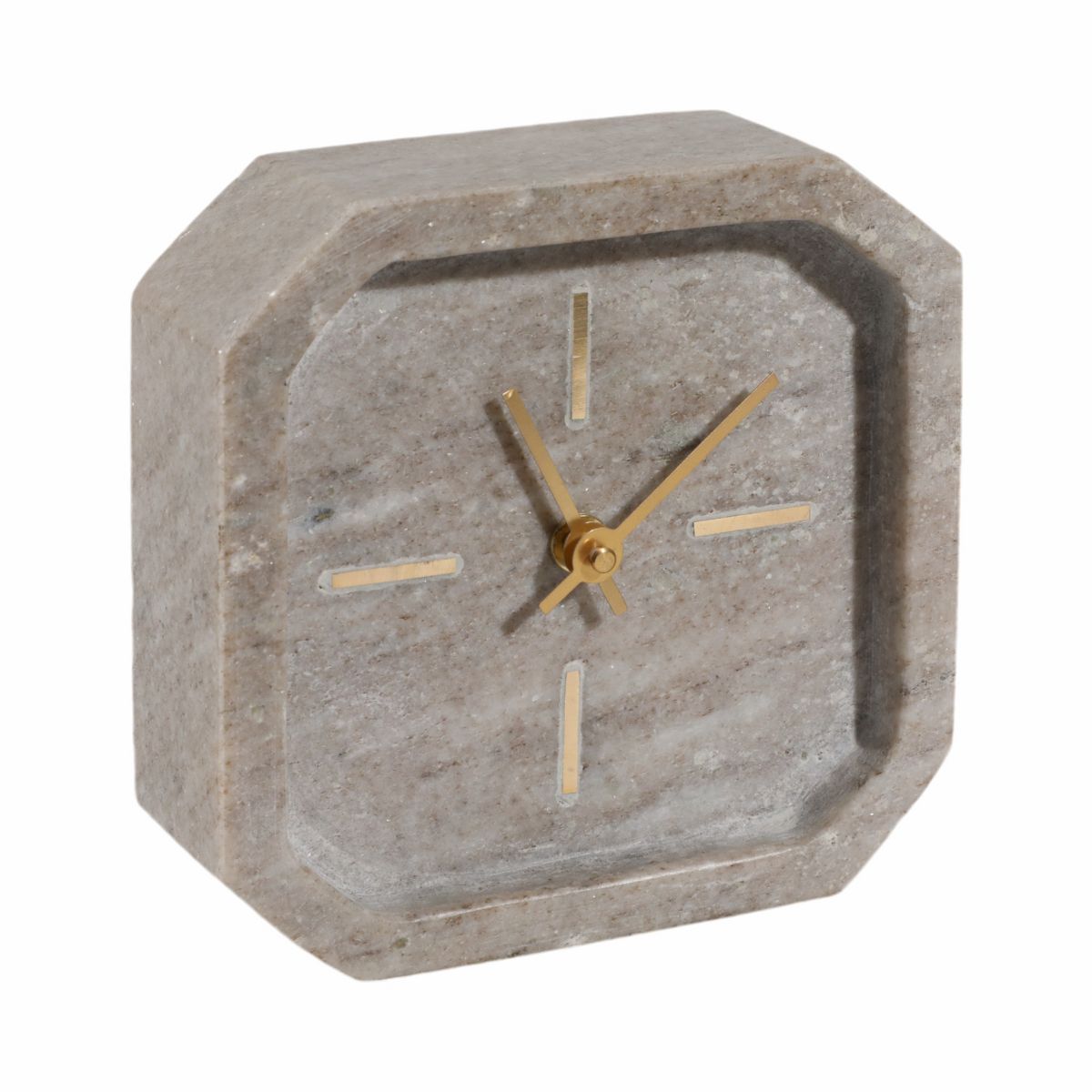 Octagon Marble Table Clock for Living Room and Office Decor - Small Decorative Desk Clock for Mantel, Shelf, Console, and Table - thumbnail 6