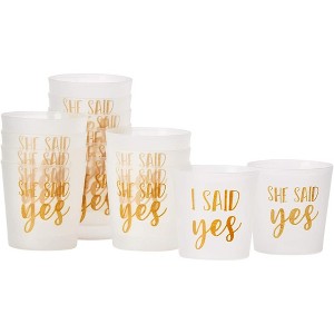 Juvale 15 Pack "She Said Yes" Disposable White Plastic Party Shot Glasses 3.7oz Bachelorette Party Supplies - 1 of 4