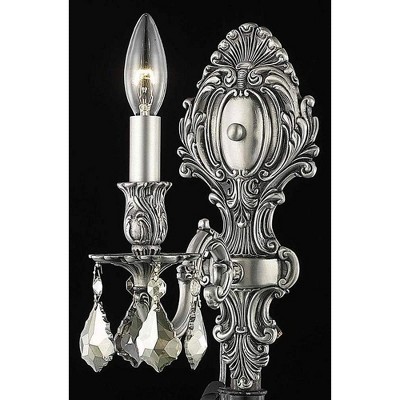 Elegant Lighting Monarch 1 light Pewter Wall Sconce Golden Teak (Smoky) Royal Cut Crystal