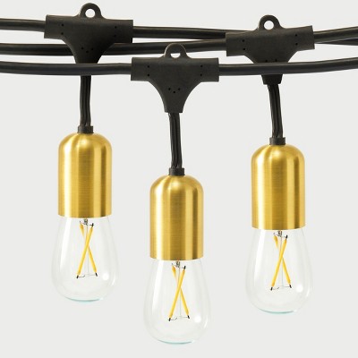 Brightech Glow Heavy Duty LED Waterproof Outdoor 15 Bulb String Lights with Brass Sockets for Outside, Backyard, and Patio, 48 Feet