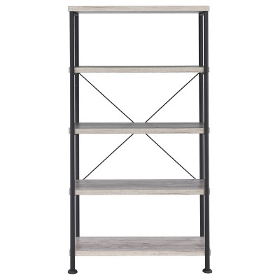 Analiese Gray Driftwood and Black 4-Shelf Bookcase