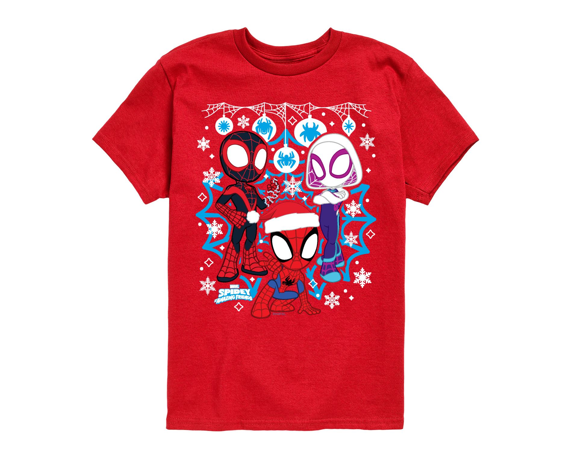 Boys' Marvel Spidey And Friends Snow -Youth Short Sleeve Graphic T-Shirt Short Sleeve Graphic T-Shirt - Red - Large