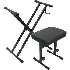 Liquid Stands Piano Keyboard Stand and Piano Bench  - X Style Adjustable Portable Sturdy Keyboard Piano Stand and Seat - Fits 54 61 88 Key Piano - 1 of 4