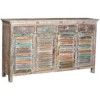 HomeRoots 72" Natural And Rainbow Reclaimed Wood Shutter Style Sideboard with Four Doors - 4 of 4