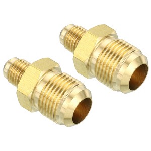 Unique Bargains Brass Gas Adapter Hose Pipe Fitting Flare Union Connectors 2 Pcs - 1 of 4