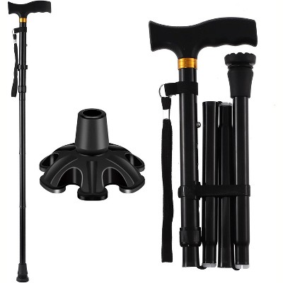 Attop Folding Walking Cane for Man/Woman - 5-Level Height Adjustable, Comfortable Plastic T-Handle, Mobility & Daily Living Aids