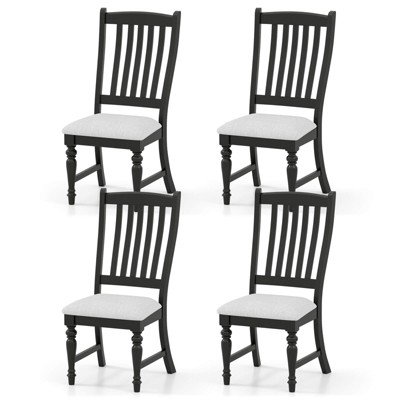 Costway Set of 2/4 Dining Chairs with Solid Wood Legs & Padded Seat Kitchen Side Chair White & Grey
