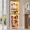 PAKASEPT 71'' Farmhouse Corner Bar Storage Cabinet, Tall Wine Bar Cabinet with Glass Doors and LED Lights, Display Curio Cabinet with Shelves - 3 of 4