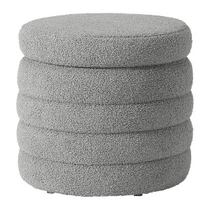 WestinTrends Alexandria Mid-Century Modern Faux Shearling Shearling Round Storage Ottoman - 1 of 4