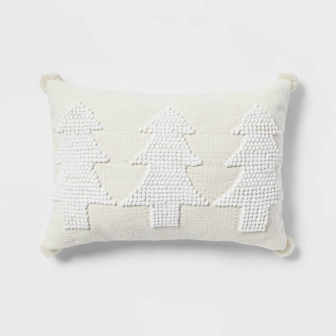 Oblong Embroidered Tree Decorative Throw Pillow Stucco - Threshold™ - image 1 of 4