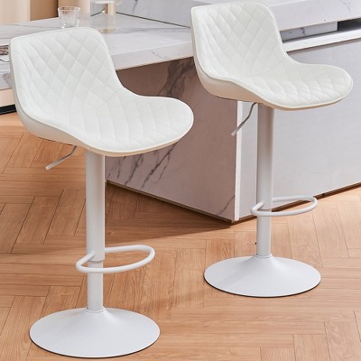 YOUNIKE Adjustable Swivel Bar Stools Leather Upholstered Barstool Modern Counter Bar Chairs Set of 2 19.29"Wx20.08"Dx(32.28"-41.73")H