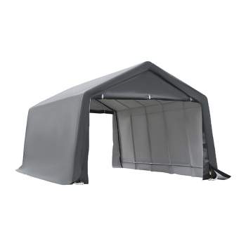 Outsunny 7.9' x 6.6' Garden Storage Tent, Heavy Duty Bike Shed, Patio Storage Shelter w/ Metal Frame and Double Zipper Doors