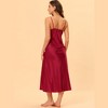 cheibear Women's Spaghetti Strap Nightdress Cami Satin Pajama Dress - 3 of 4