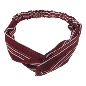 Unique Bargains Women's Fashion Pinstripe Pattern Cross Elastic Hairband 1 Pc - 1 of 4