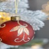 GlasFlength Tree Ornaments Modern Glass Ball Set Simple Elegant Design for Christmas Tree Home Decor Indoor Outdoor, Red, 3"*3"*3" - 2 of 4
