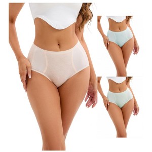 INSPIRE CHIC 3 Packs Women's High-Waisted Underwear Briefs High Elastic Breathable Underpants - 1 of 4