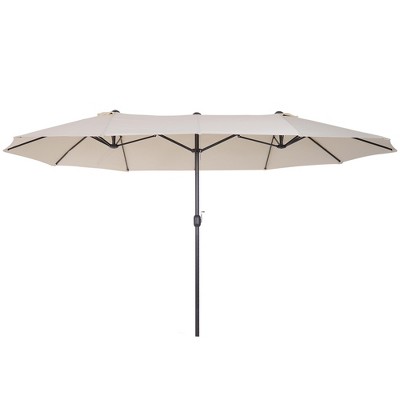 15ft Patio Umbrella Double-Sided Outdoor Market Extra Large Umbrella with Crank Handle for Deck, Lawn and Pool
