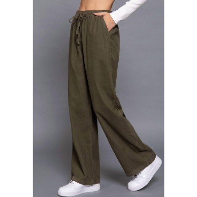 Women's Elastic Waist Ribbed Pants - Active Basic