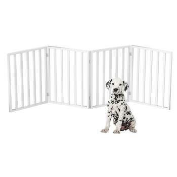 Indoor Pet Gate - 4-Panel Folding Dog Gate for Stairs or Doorways - 72x24-Inch Freestanding Pet Fence for Cats and Dogs by PETMAKER (White)