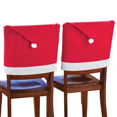 Collections Etc Festive Santa Hat Design Holiday Chair Backs - Set of 2 DINING