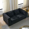 60 Inch 2 Seater Sectional Sofa for Living Room, Modern Curved Sofa with Lumbar Pillows, Teddy Fabric Sofa with Metal Legs-Coolbibila - 3 of 4