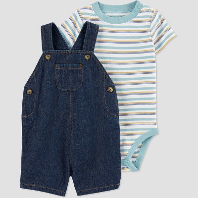 Image of Baby Boys' Striped Denim Top & Bottom Set - Just One You® made by carter's Blue 9M