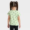 Toddler Girls' Black Bow Ribbed Short Sleeve T-Shirt - Cat & Jack™ Light Sage 18M - 2 of 3