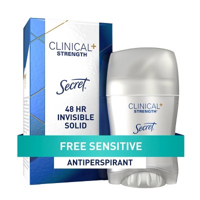 Secret Clinical Strength Invisible Solid Antiperspirant and Deodorant for Women - Free & Sensitive - 1.6oz