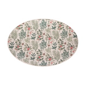 Transpac Dolomite Holiday Branches Platter Multicolor Ceramic Serving Platter for Christmas Tabletop Decor and Gifts - 1 of 1