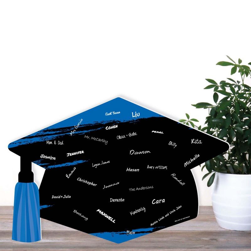 Big Dot of Happiness Blue Grad - Best is Yet to Come - Grad Cap Guest Book Sign - Royal Blue Graduation Party Guestbook Alternative - Signature Mat, 3 of 8