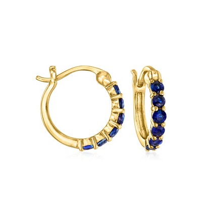 RS Pure by Ross-Simons 0.40 ct. t.w. Sapphire Huggie Hoop Earrings in 14kt Yellow Gold