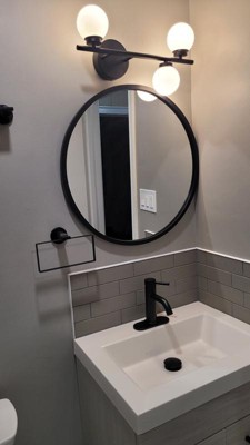 Rubber Framed Round Wall Mirror - 24 x 24 - Black