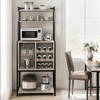 Wine Bar Rack Cabinet, Freestanding Wine Cabinet with Glass Rack Wine Bottle Holders, Industrial Bakers Rack - 4 of 4