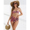INSPIRE CHIC Women's Floral Print Bandeau Bikini Sets Tie Back Swimwear Triangle Bottoms Bathing Suits 3 Pieces - 4 of 4