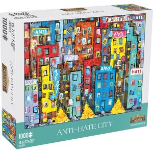 Mchezo 1000pc Puzzle for Adults, Anti-Hate Cityscape, MLK-Themed Puzzle, Featuring Artwork by J. Spanky Bunch - 1 of 4