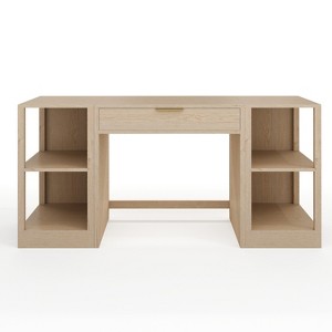 Martha Stewart Kayden Home Office Modular Single-Drawer Desk with Dual 2 Tier Shelves - 1 of 4