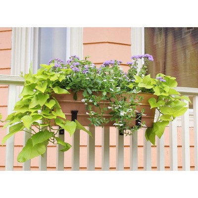 Medium Copper Galvanized Steel Flower Box with Wall Brackets
