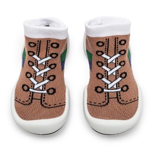 Komuello Toddler Boy Girl First Walk Sock Shoes - Runner Brown - 1 of 4
