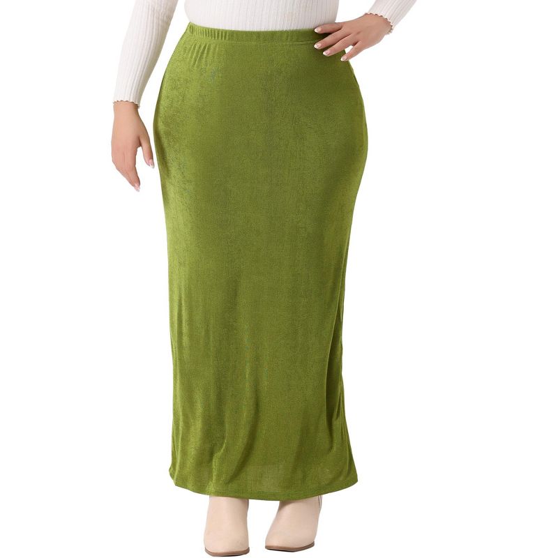 Agnes Orinda Women's Plus Size High Waist Stretch Elegant Maxi Long Casual Bodycon Skirts, 2 of 6
