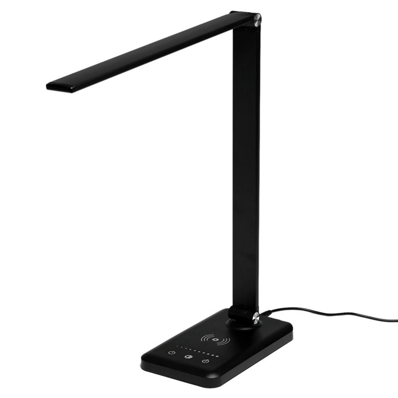 Excello Brands 4-Touch Adjustable LED Desk Lamp with Wireless Phone Charging Base, 15.5", Black