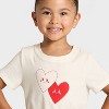 Toddler Girls' Short Sleeve Hearts Graphic T-Shirt - Cat & Jack™ Cream - 2 of 4