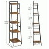 MaseiKar 5-Tier Ladder Shelf, Narrow Bookshelf, Skinny Bookshelf for Small Spaces, Corner Storage Shelf for Home Office, Brown and Black - 2 of 3