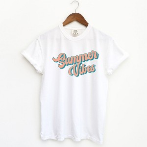 Simply Sage Market Women's Summer Vibes Colorful Cursive Short Sleeve Garment Dyed Tee - 1 of 2