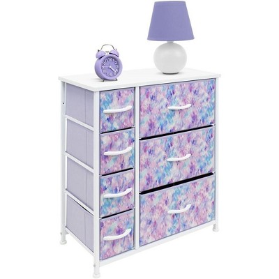 Sorbus Tie-Dye Purple 7-Drawer Kids Dresser with Steel Frame