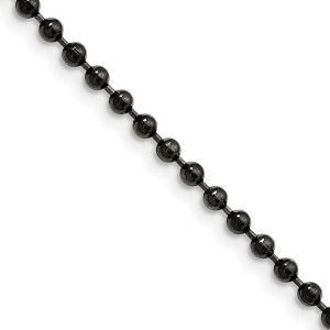 Black Bow Jewelry 3mm Stainless Steel Black-Plated Beaded Chain Necklace - 1 of 4