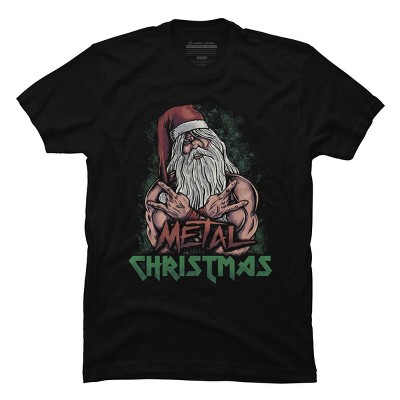 Men's Design By Humans Metal Christmas By cabooth T-Shirt