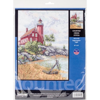 Janlynn Counted Cross Stitch Kit 9"X12"-Eagle Harbor Lighthouse  (14 Count)