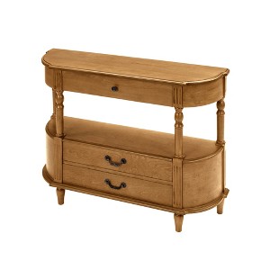 Gulches 43 in Brown Curved MDF Birch Veneer Console Table with 3 Drawers Storage Shelf Solid Pine Legs Zinc Alloy Handles - 1 of 4